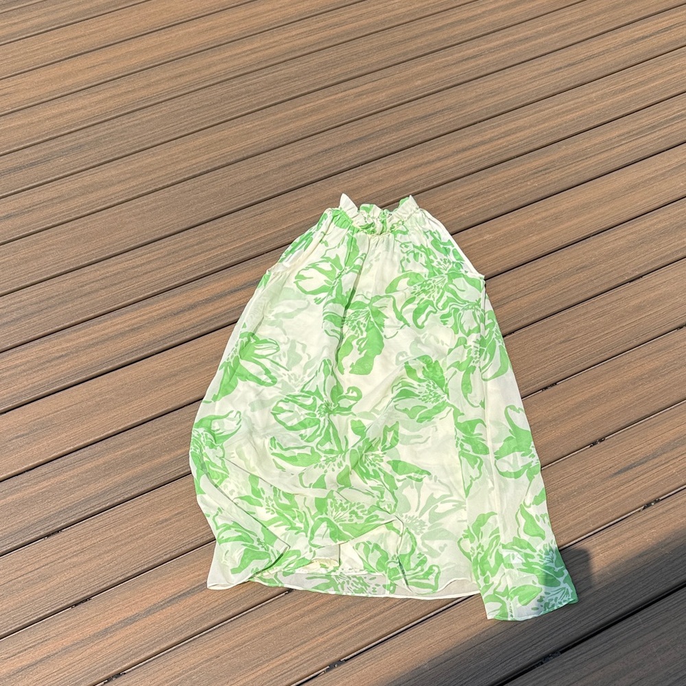 Banana Republic Green and Cream Patterned Skirt